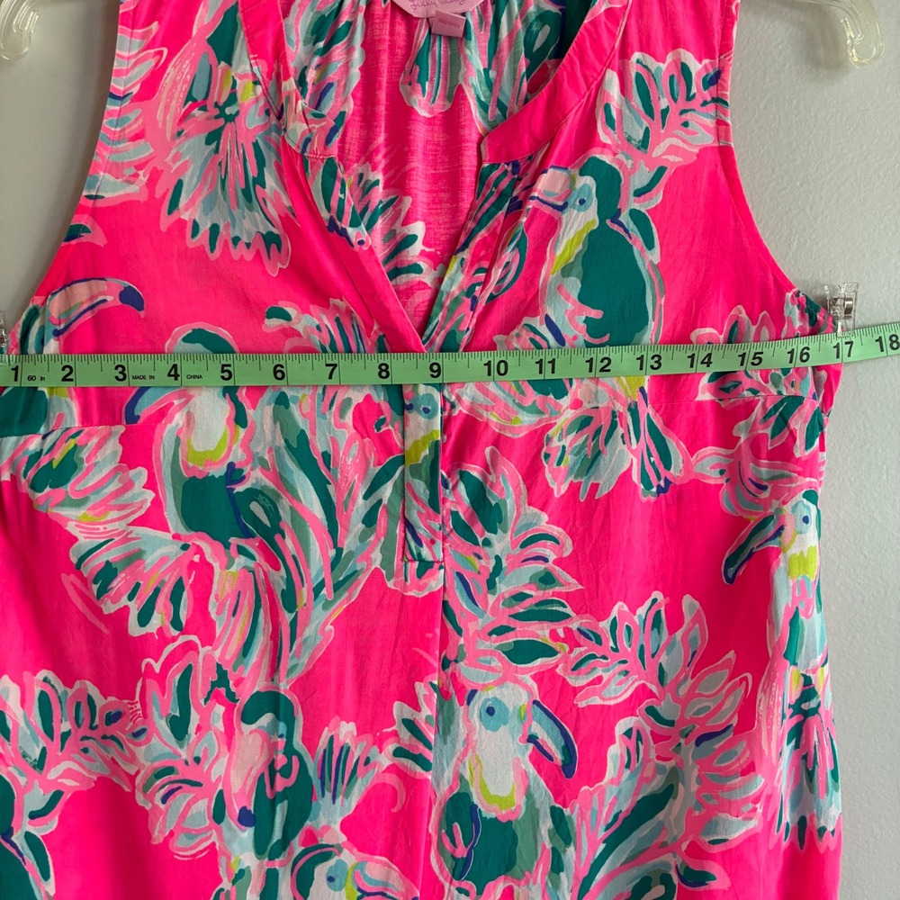 Lilly Pulitzer Top Womens XS Pink Toucan Tropical Sleeveless Beach Colorful - Picture 6 of 7